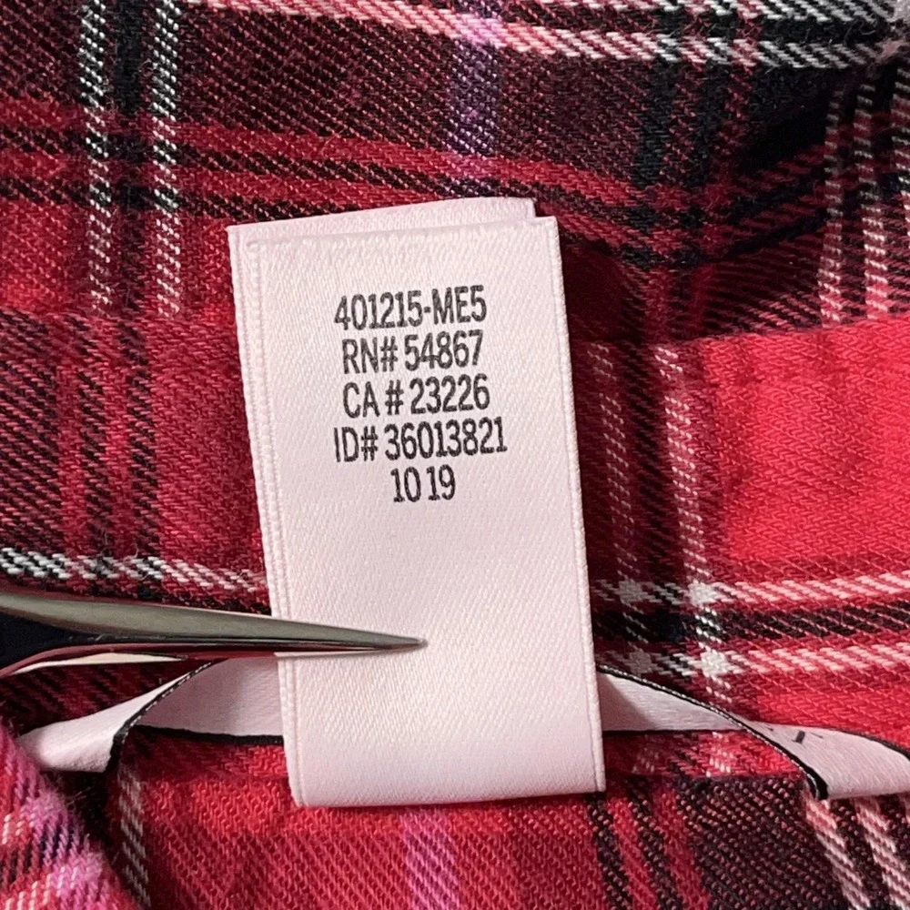 Victoria's Secret Flannel‎ Sleep Shirt Womens Medium Red Plaid Lightweight